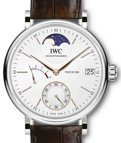 IWC Portofino Hand-Wound Moon Phase 45mm Srebrzysty Stal