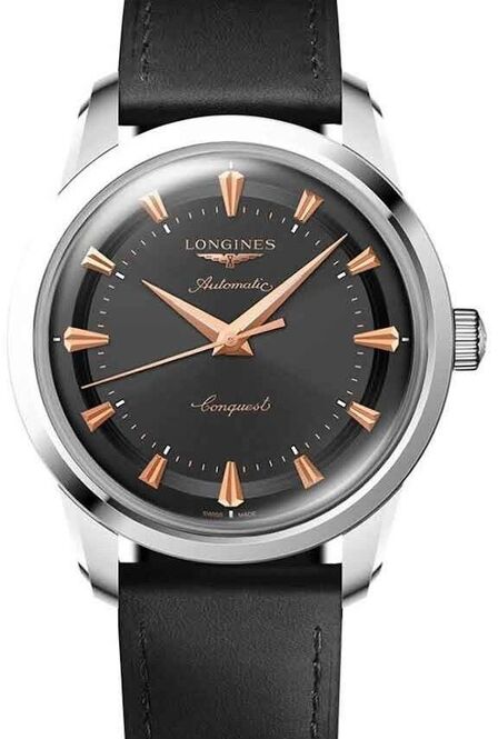 Longines Conquest Heritage Czarny 40 mm Stal L1.650.4.52.2