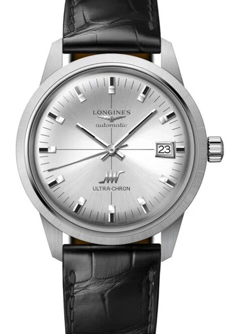 Longines Ultra-chron Srebrny 37 mm Stal L2.537.4.72.2
