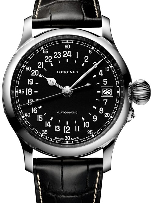 Longines Twenty-Four Hours Czarny 47 mm Stal L2.751.4.53.4