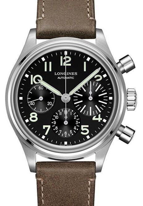 Longines Avigation Czarny 41 mm Stal L2.816.4.53.2