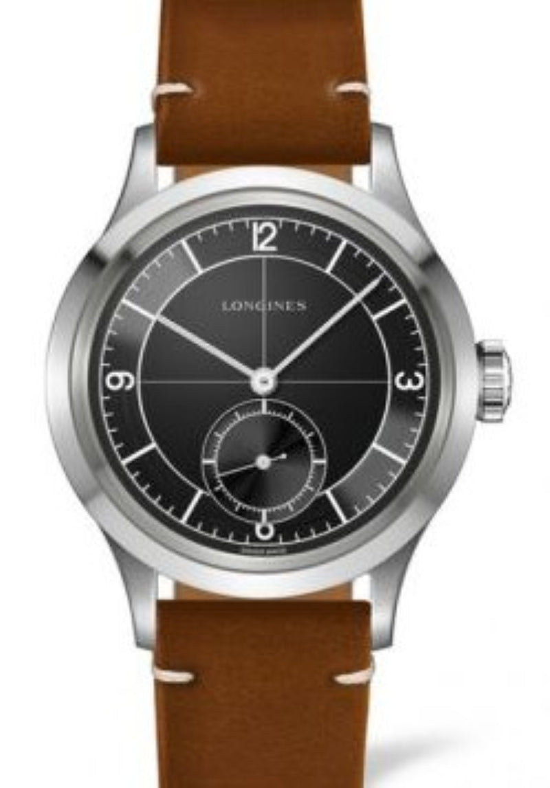 Longines Heritage Czarny 38 mm Stal L2.828.4.53.2