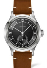 Longines Heritage Czarny 38 mm Stal L2.828.4.53.2