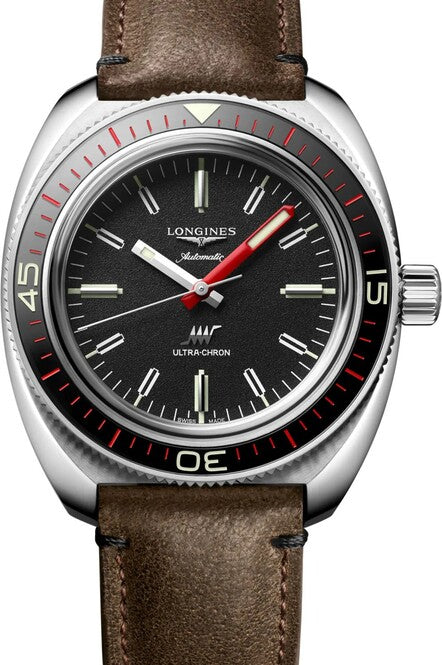 Longines Ultra-chron Czarny 43 mm Stal L2.836.4.52.2