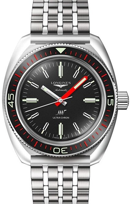Longines Ultra-chron Czarny 43 mm Stal L2.836.4.52.6