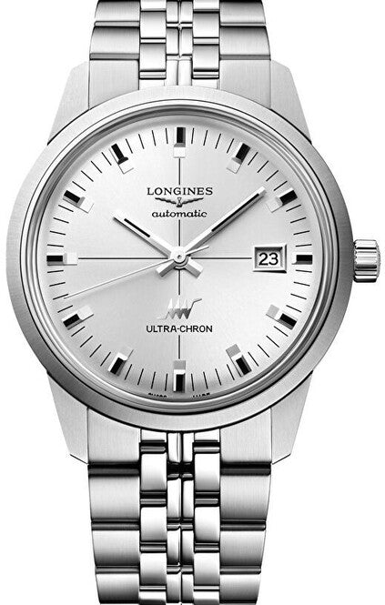 Longines Ultra-chron Srebrny 40 mm Stal L2.937.4.72.6