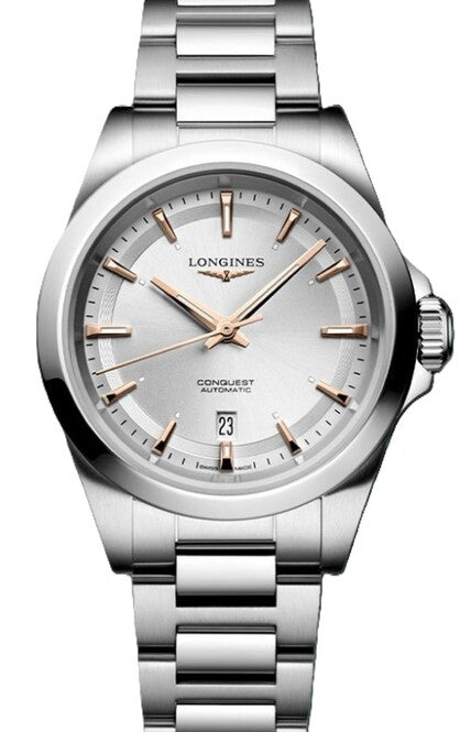 Longines Conquest Srebrny 30 mm Stal L3.320.4.72.6
