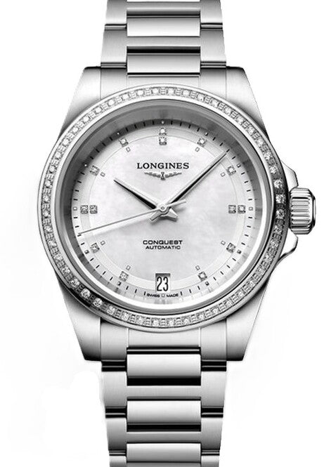 Longines Conquest Masa perłowa 34 mm Stal L3.430.0.87.6