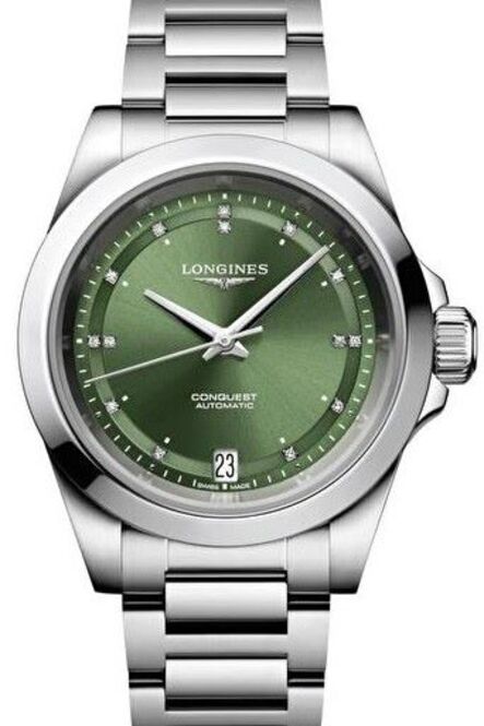 Longines Conquest Zielony 34 mm Stal L3.430.4.07.6