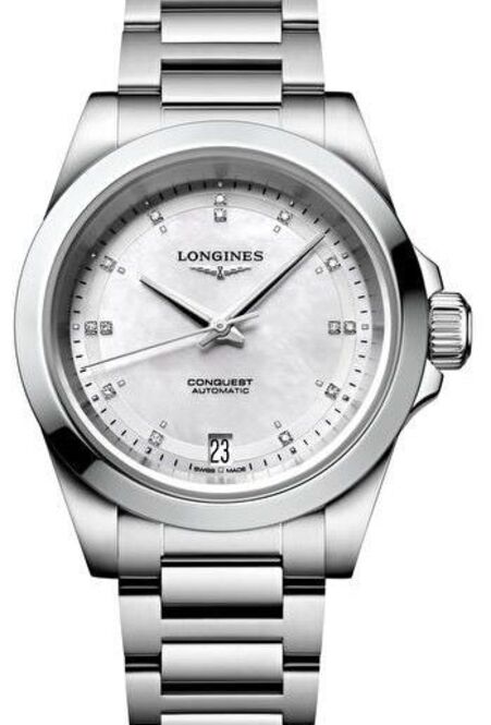 Longines Conquest Masa perłowa 34 mm Stal L3.430.4.87.6