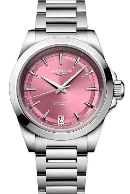 Longines Conquest Różowy 34 mm Stal L3.430.4.99.6