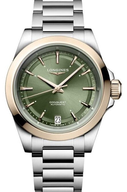 Longines Conquest Zielony 34 mm Złoto/Stal L3.430.5.02.6