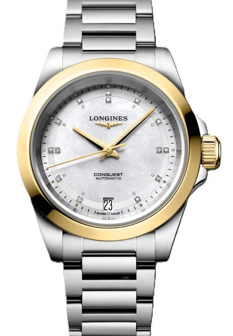 Longines Conquest Masa perłowa 34 mm Złoto/Stal L3.430.5.80.6