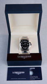 Longines Conquest Czarny 41 mm Stal L3.759.4.58.6