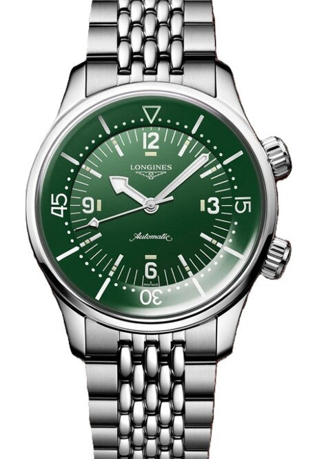 Longines Legend Diver Zielony 39 mm Stal L3.764.4.06.6