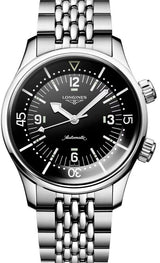 Longines Legend Diver Czarny 39 mm Stal L3.764.4.50.7