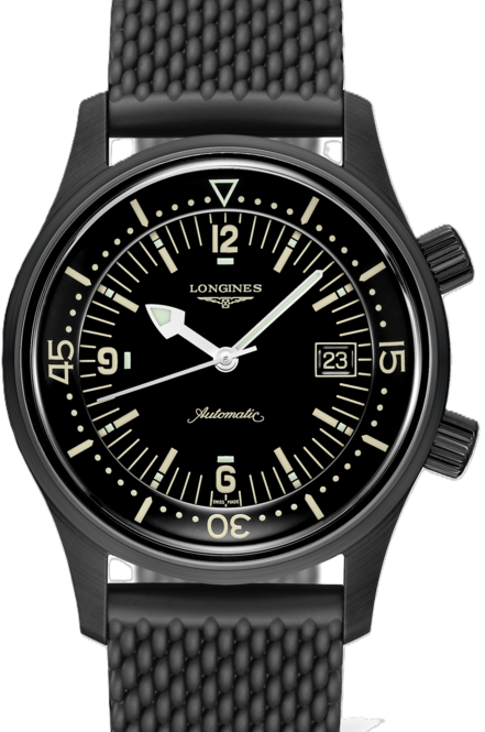 Longines Legend Diver Czarny 42 mm Stal L3.774.2.50.9