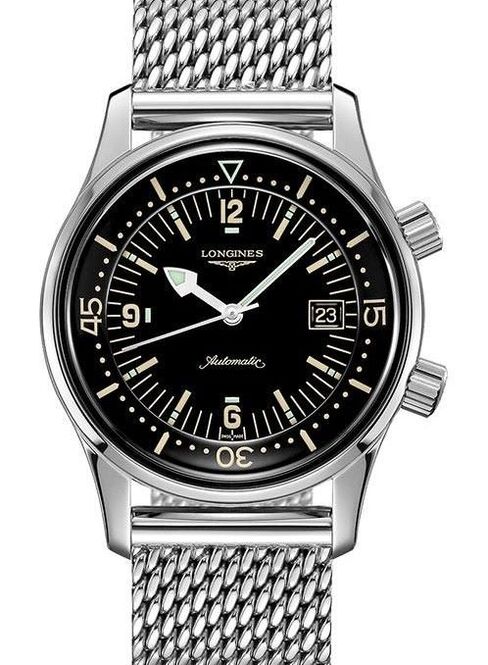 Longines Legend Diver Czarny 42 mm Stal L3.774.4.50.6