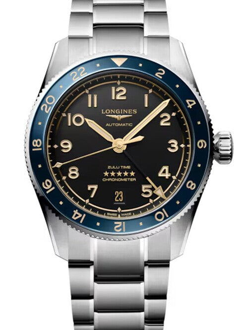 Longines Spirit Zulu Time Czarny 39 mm Stal L3.802.4.60.6