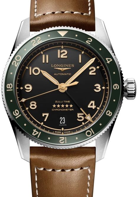 Longines Spirit Zulu Time Czarny 39 mm Stal L3.802.4.63.2