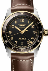 Longines Spirit Zulu Time Czarny 39 mm Złoto/Stal L3.802.5.53.2