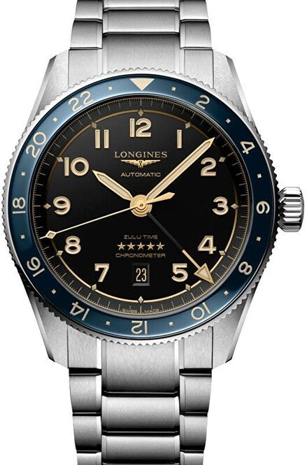 Longines Spirit Zulu Time Czarny 42 mm Stal L3.812.4.60.6