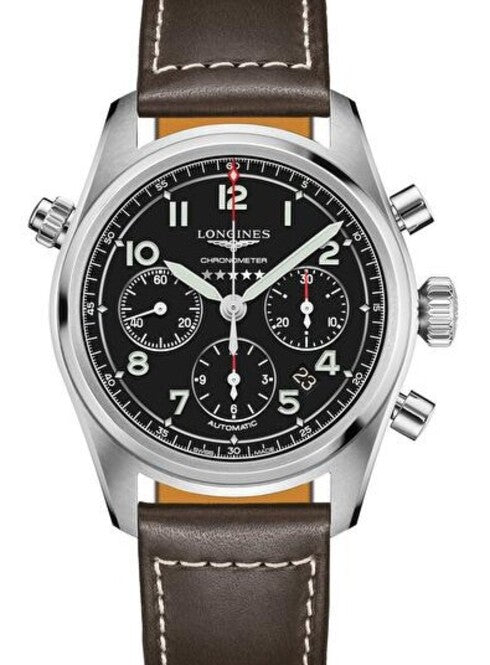 Longines Spirit Czarny 42 mm Stal L3.820.4.53.0