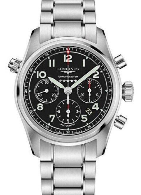 Longines Spirit Czarny 42 mm Stal L3.820.4.53.6