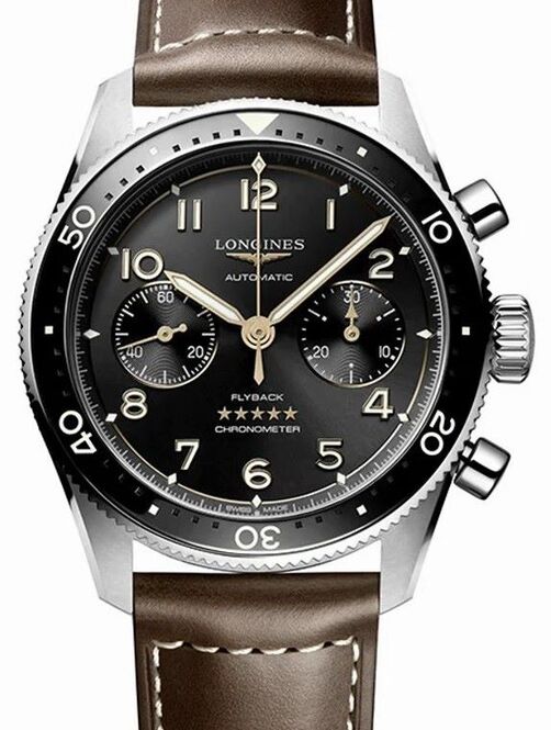 Longines Spirit Czarny 42 mm Stal L3.821.4.53.2