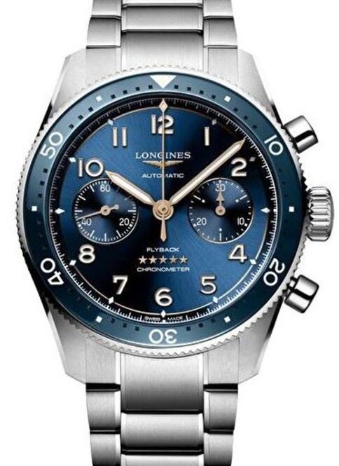 Longines Spirit Flyback Niebieski 42 mm Stal L3.821.4.93.6