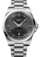 Longines Conquest Czarny 41 mm Stal L3.830.4.57.6