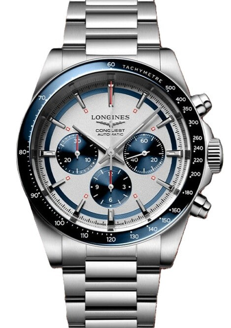 Longines Conquest Biały 42 mm Stal L3.835.4.98.6