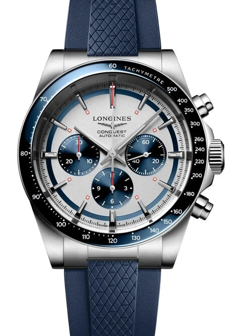 Longines Conquest Srebrny 42 mm Stal L3.835.4.98.9