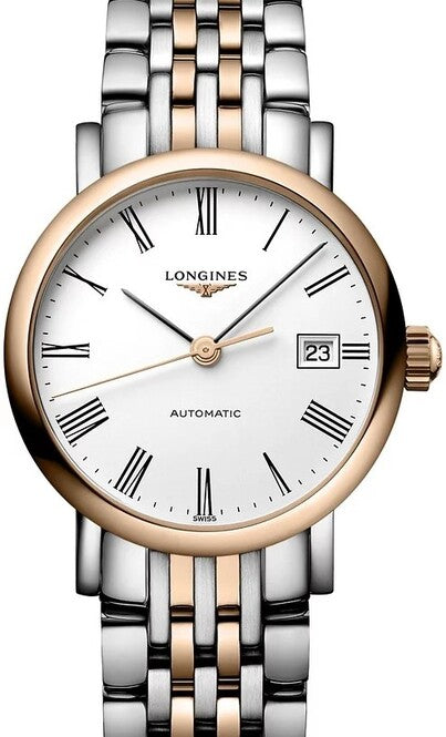 Longines Elegant Biały 25 mm Stal L4.309.5.18.7