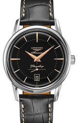 Longines Flagship Heritage Czarny 38 mm Stal L4.795.4.58.0