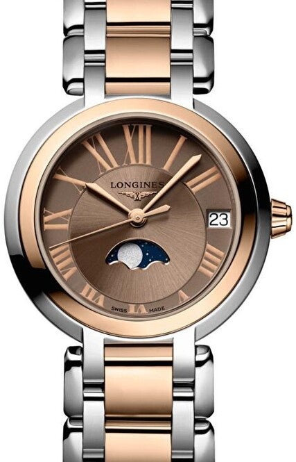 Longines Primlauna Brązowy 30 mm Złoto/Stal L8.115.5.61.7