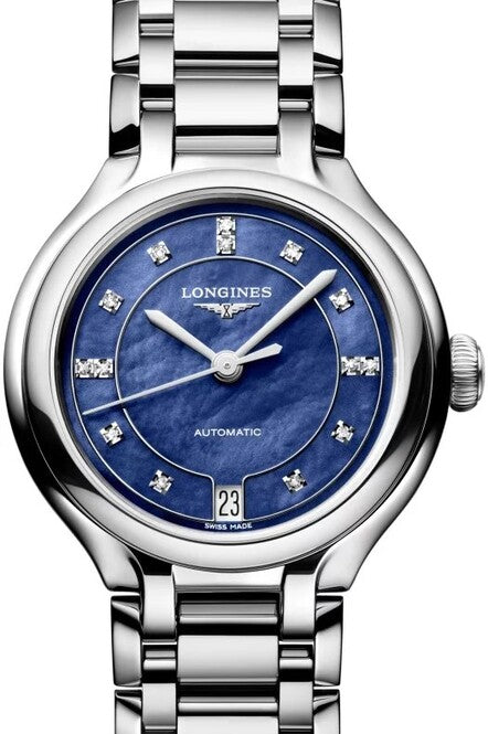 Longines Primlauna Niebieski 34 mm Stal L8.124.4.97.6