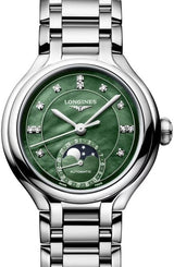 Longines Primlauna Zielony 34 mm Stal L8.126.4.07.6