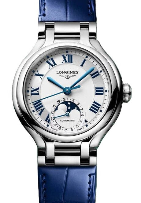 Longines Primlauna Srebrny 34 mm Stal L8.126.4.71.2