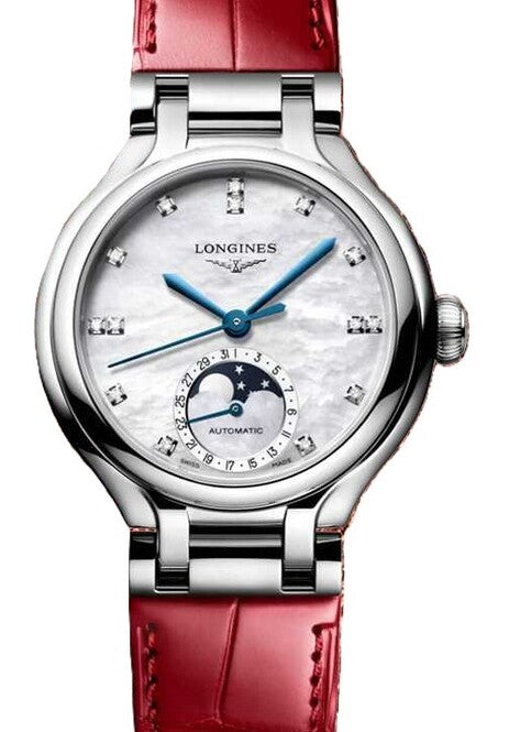 Longines Primlauna Masa perłowa 34 mm Stal L8.126.4.87.2
