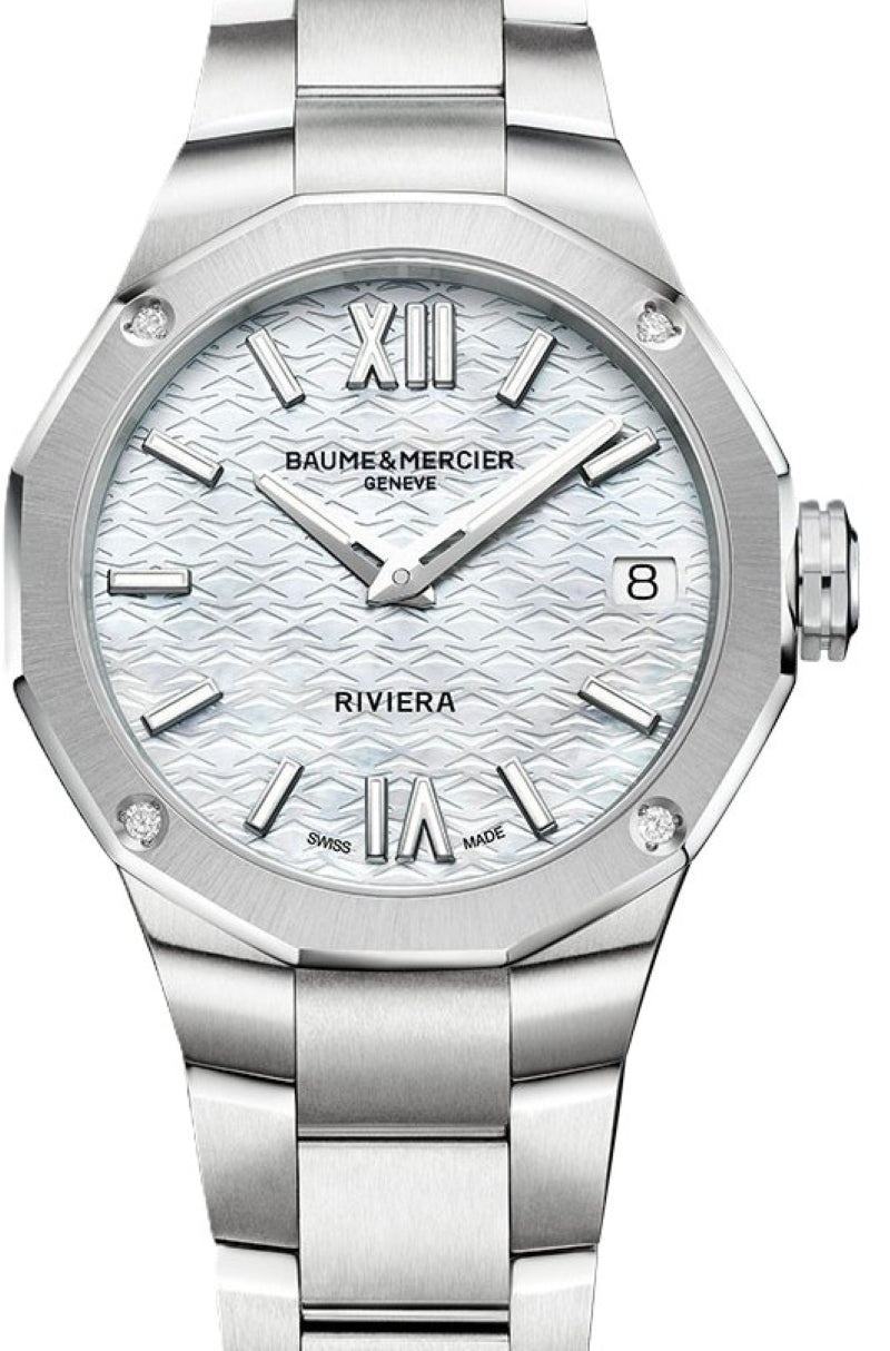 Baume & Mercier Riviera Biały 33 mm Stal M0A10745