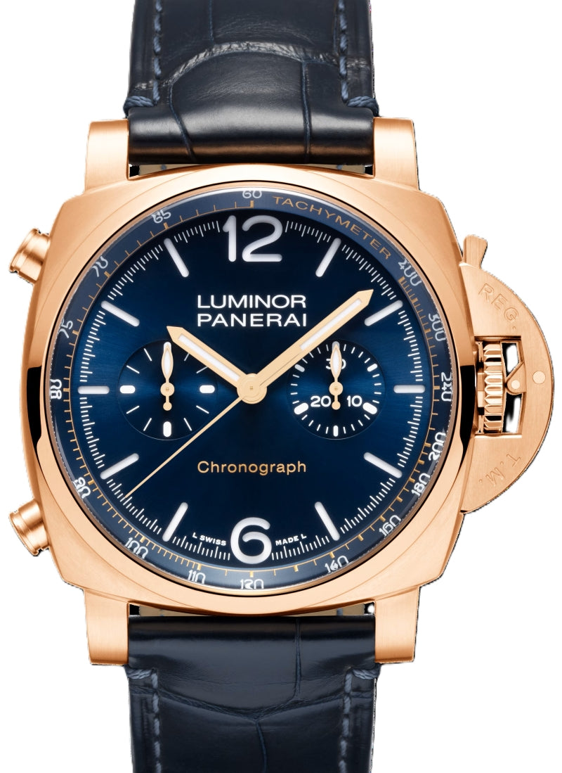 Panerai Luminor Marina Niebieski 44 mm Złoto różowe PAM01111