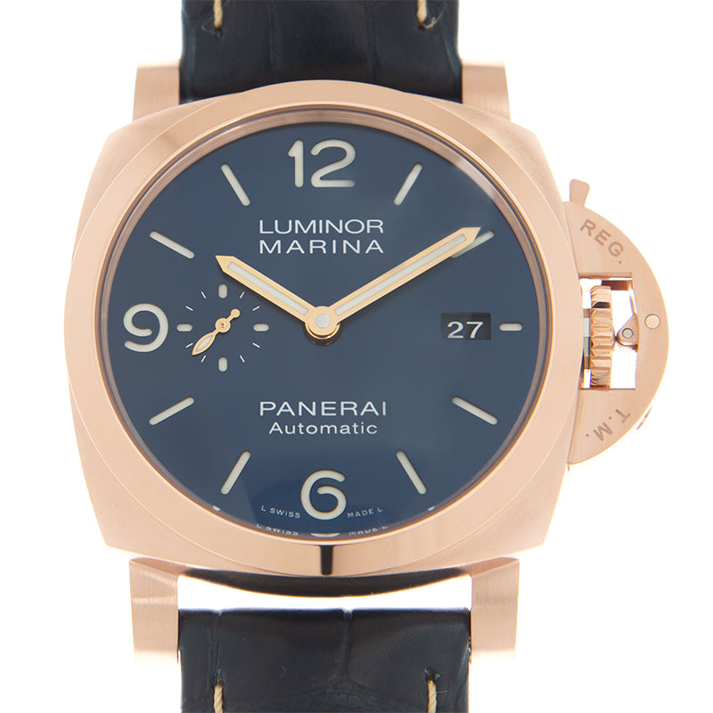 Panerai Luminor Marina Goldtech Niebieski 44 mm Złoto różowe PAM01112