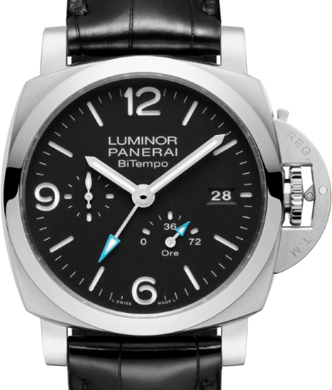 Panerai Luminor BiTempo Czarny 44 mm Stal