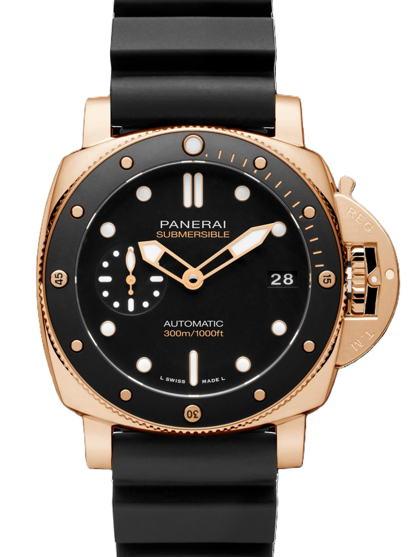 Panerai Submersible Goldtech Czarny 42 mm Złoto różowe PAM02164