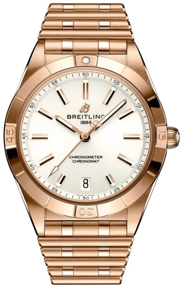 Breitling Chronomat Bialy 36mm Zloto czerwone R10380101A1R1