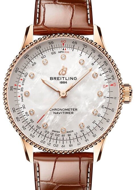 Breitling Navitimer Biały 36mm Złoto czerwone R17327211A1P1