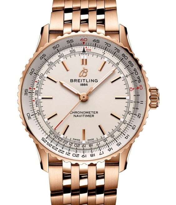 Breitling Navitimer Srebrny 41 mm Złoto różowe R17329F41G1R1