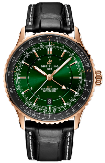 Breitling Navitimer GMT Zielony 41mm Zloto czerwone R32310251L1P1