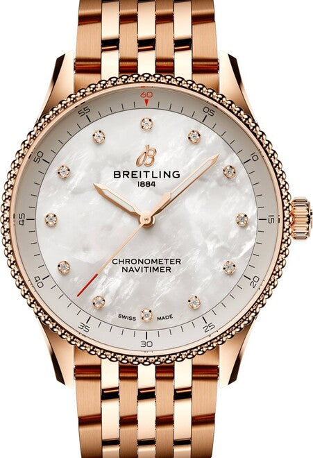 Breitling Navitimer Masa perłowa 32 mm Złoto czerwone R77320E61A1R1